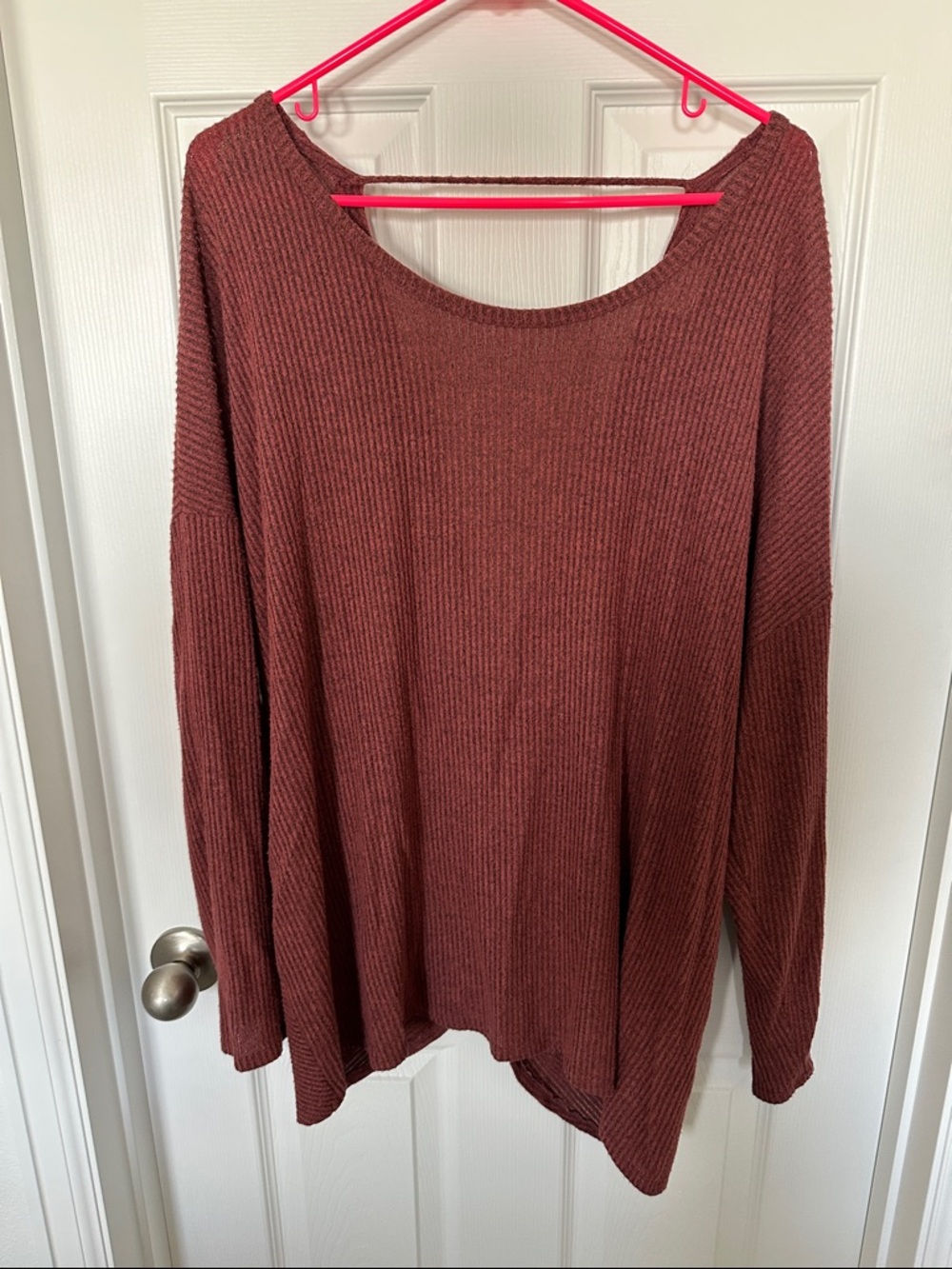 Daytrip Cozy Ribbed Long Sleeve Top in Rust